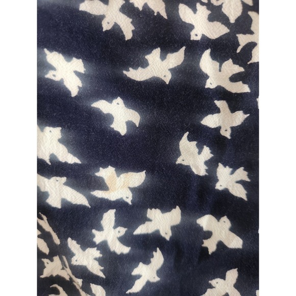 Maeve Anthropologie Blouse Womens 8 Blue White Bird Print Short Sleeve Button Up - Picture 10 of 10